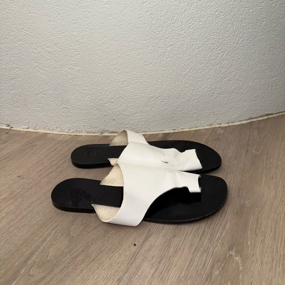 ATP White Leather Slide Sandals - Size 38